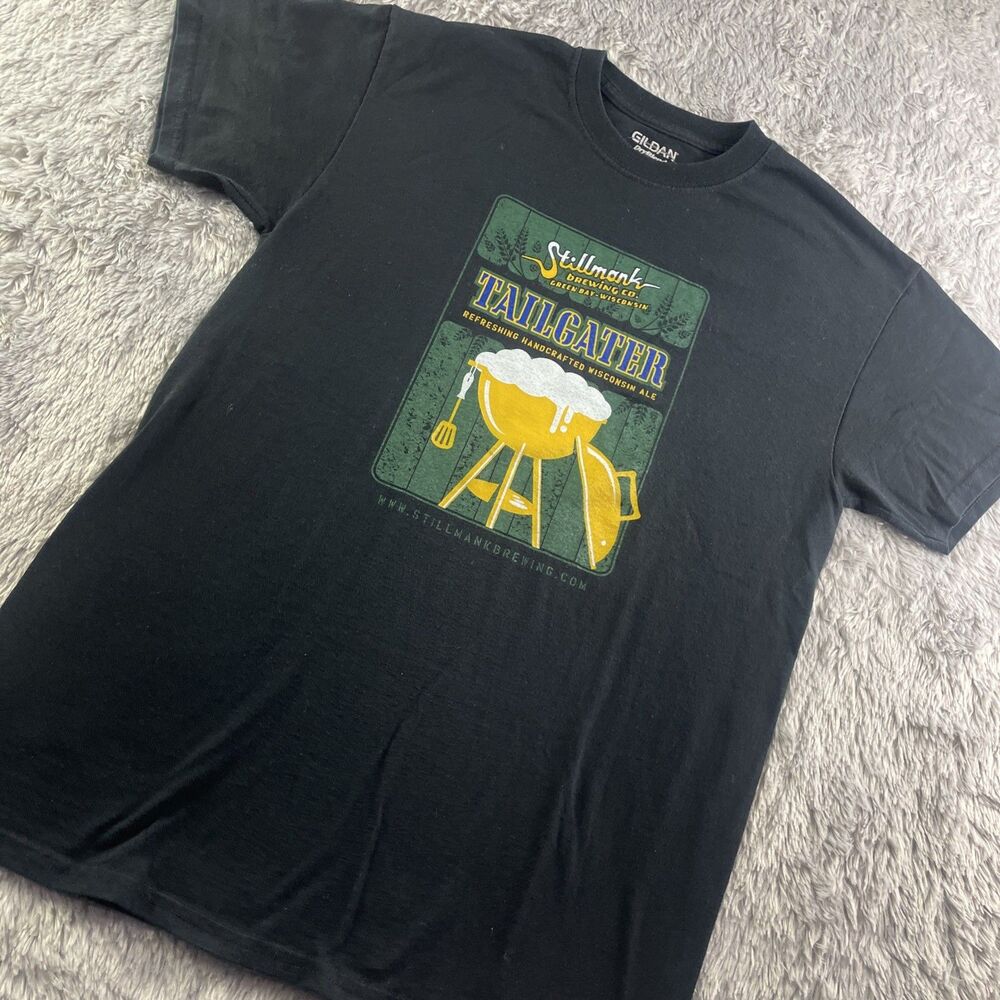 Stillmark Brewing Shirt Mens Medium Black Yellow Green Bay Tailgater Beer Ale